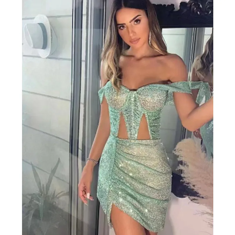 

Платье женское вечернее из искусственного шелка, с открытыми плечами