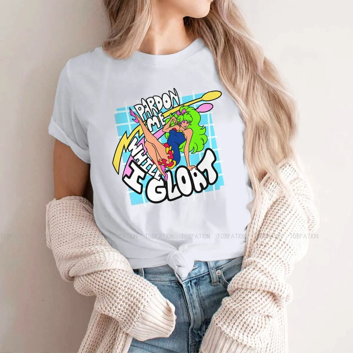Pardon Me While I Gloat Classic TShirt For Women Jem And The Holograms TV Tops Fashion Ladies T Shirt Basic Summer Loose