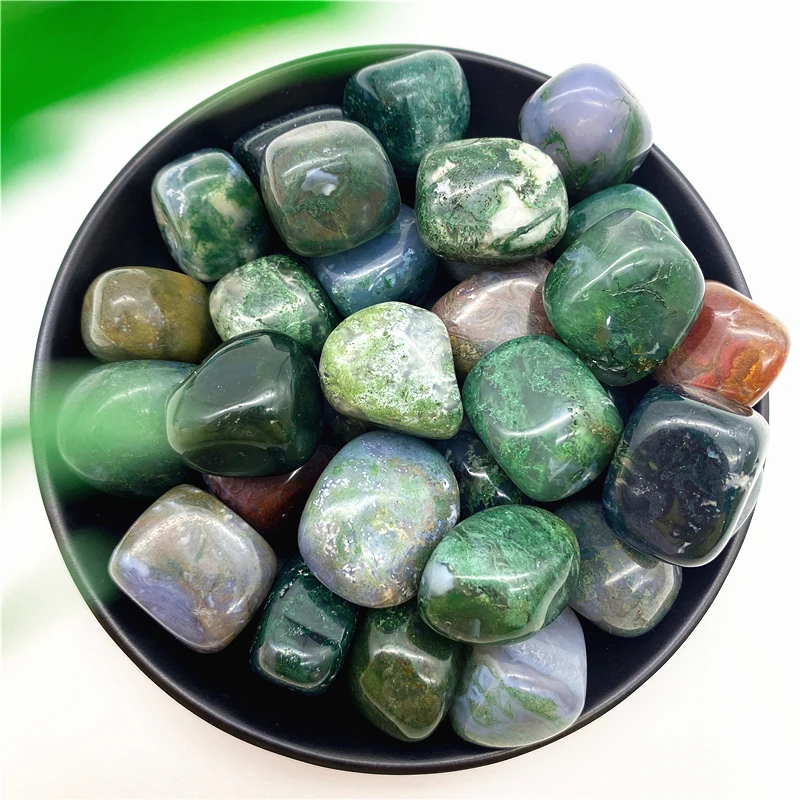 

100g Natural Moss Agate Tumbled Stone Crystal Healing Polished Gravel Irregular Raw Stone Mineral Specimen Gemstones