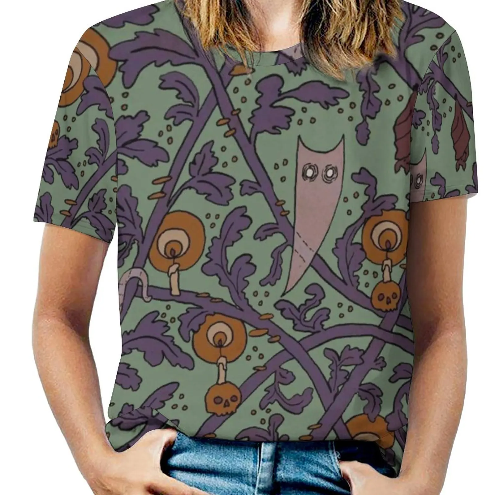 Топ женский с коротким рукавом круглым вырезом и ремешком на плечо