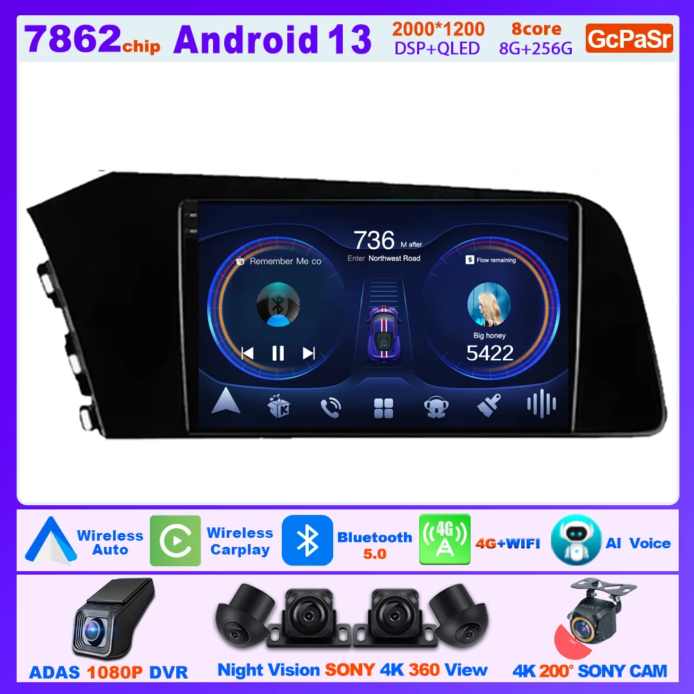 Carplay Android радио для HYUNDAI ELANTRA 7 2020 - 2022 мультимедийный ...