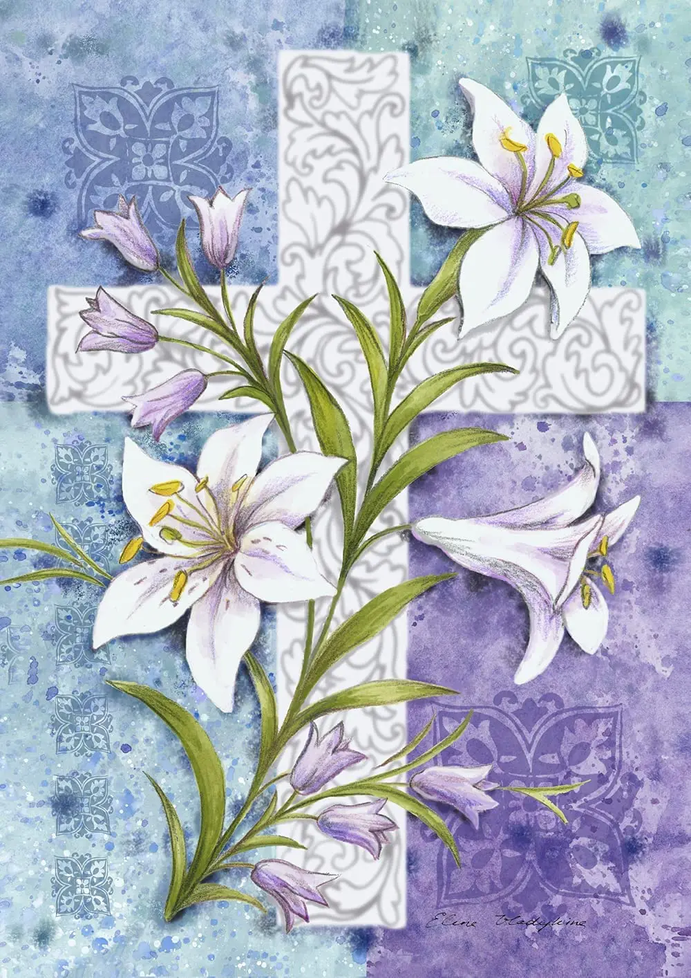 

Toland Home Garden Easter Lily Cross Garden Decoration, Garden Banner, Double Sided Linen Garden Flag, 47x32cm