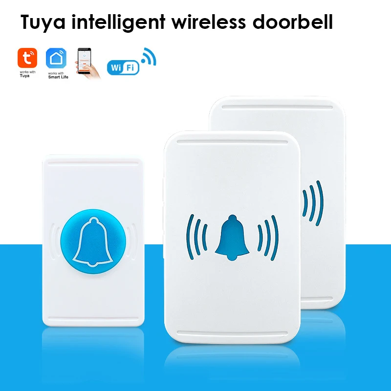 

Умный дверной звонок Tuya с Wi-Fi, беспроводной дверной звонок со звуковым сигналом и подсветкой, с дистанционным управлением через приложение, ...