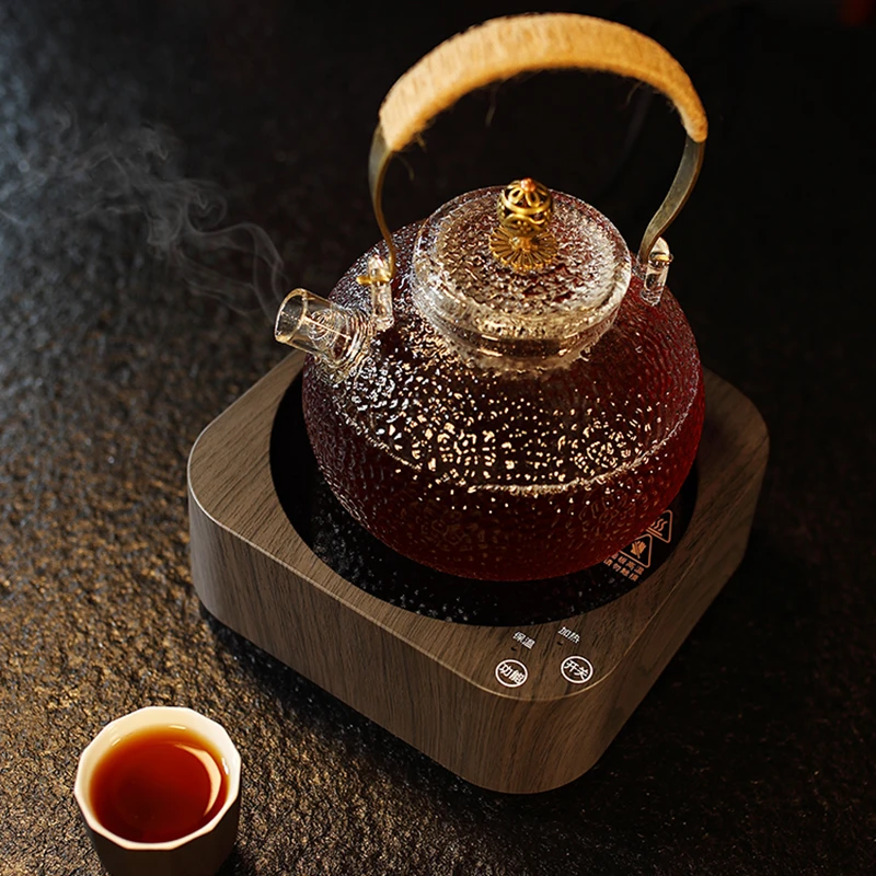 Online 600W Electric Heater Stove Hot Cooker Plate Smart Hot Tea Maker Heating Furnace Water Boiler Multicooker Wooden Tea Stove 220V