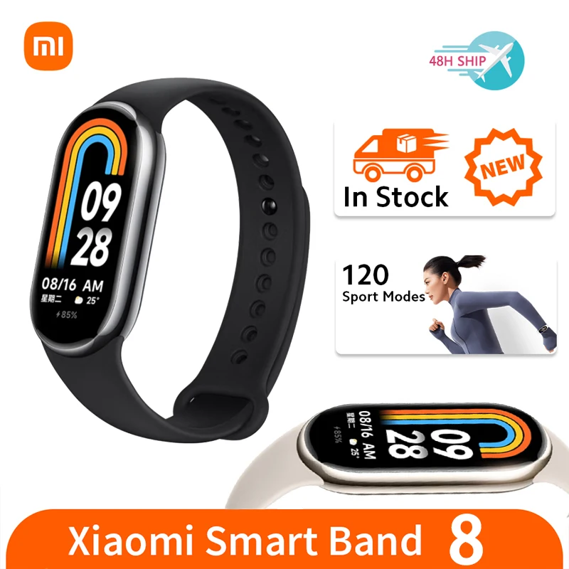 

100% Оригинальный Смарт-браслет Xiaomi Mi Band 8 с AMOLED экраном Miband 8 фитнес-трекер с кислородом в крови Bluetooth водонепроницаемый смарт-браслет