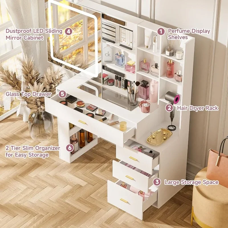 Настольное зеркало и светильники 3 цвета настольное Белое Зеркало макияж с 4