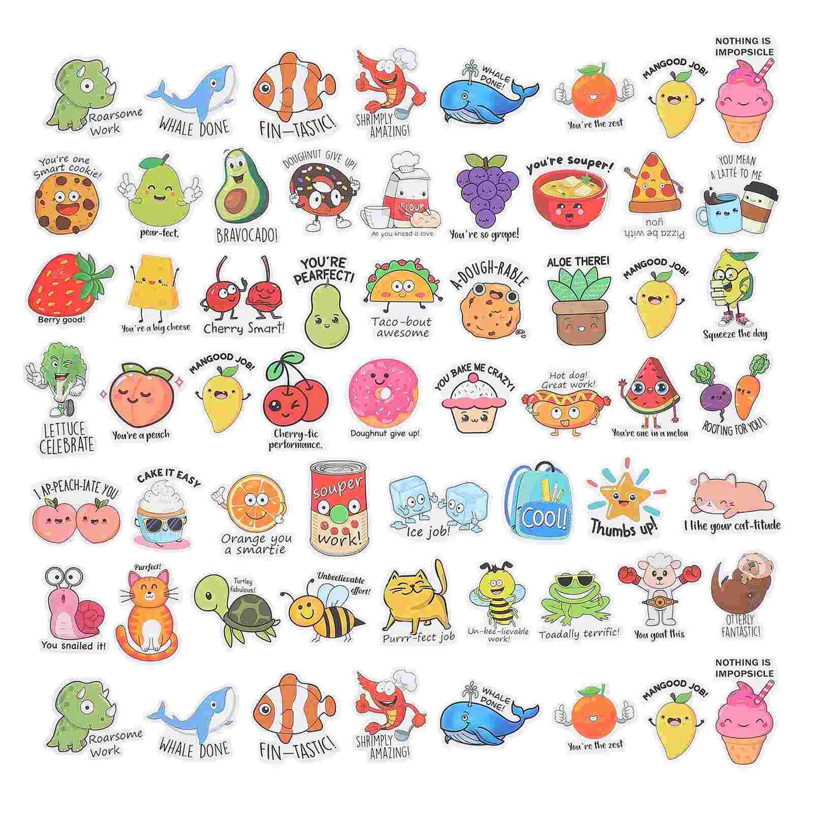 

100Pcs Children Prizes Stickers Luggage Stickers Self-adhesive Stickers Cartoon Design Stickers