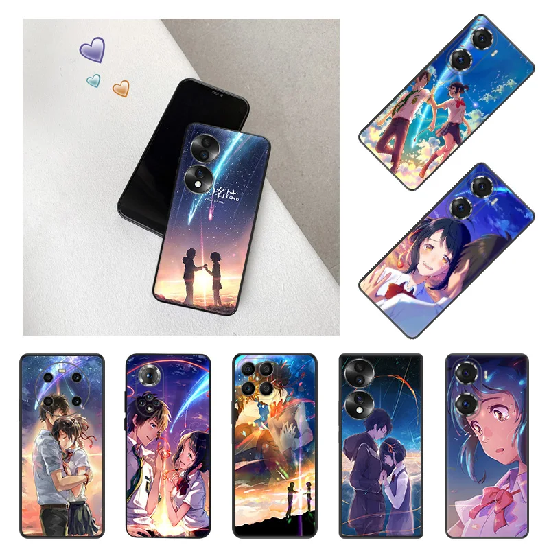 

Силиконовые черные чехлы для телефонов Honor 80 70 60 50 30i 20 X9a X8 X7 X6 X5 Magic 5 4 чехол с вашим именем аниме Huawei Mate 20 10