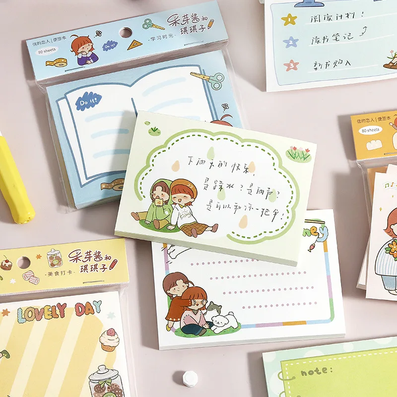 

Cute Fresh Cartoon Girl Series Sticky Note Student Message Sticker N Times Memo Pad Scrapbooking School Label Stationery