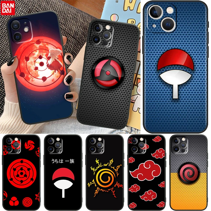 

Anime NARUTO Cute logo For Apple iPhone 13 12 11 Pro Max Mini XS Max X XR 6 7 8 Plus 5S SE 2020 TPU Soft Black Phone Case Funda