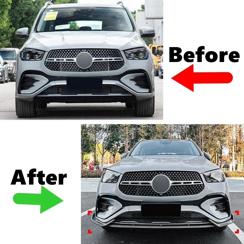 Фото Накладка на передний бампер для Mercedes-Benz GLE Coupe W167 C167 AMG 2024+ (спойлер, нижний диффузор, защитная накладка) №4