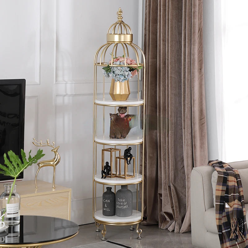 

Environmental protection baking varnish Nordic iron birdcage flower rack exquisite polishing small space green flower basin shel