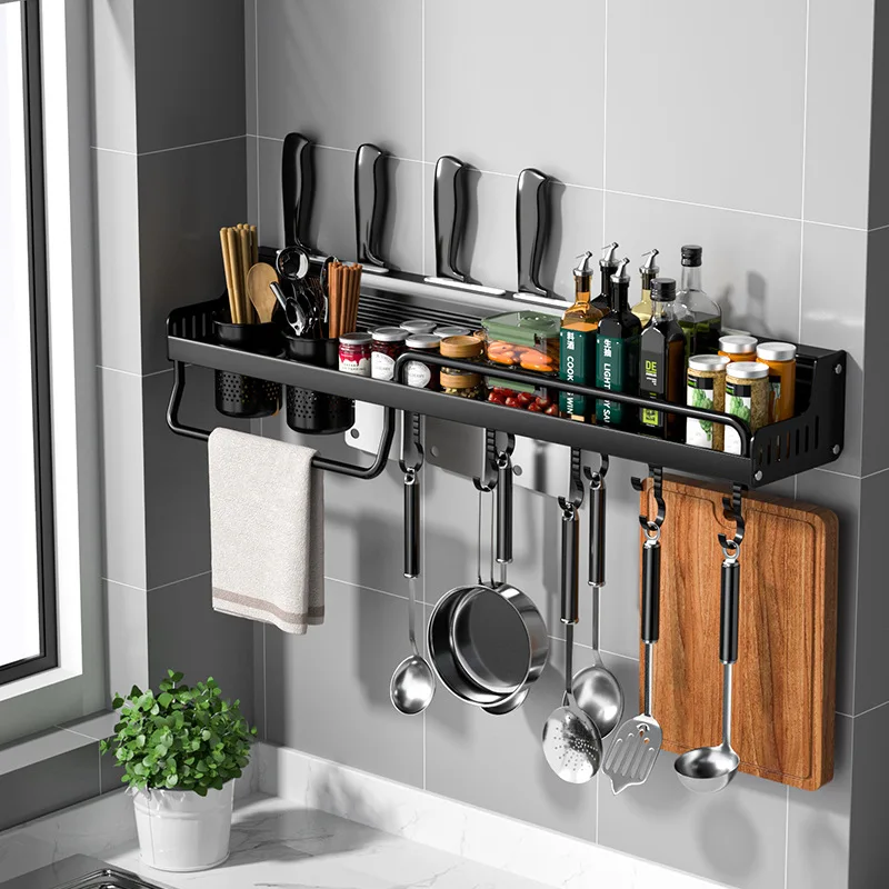

Hole Free Kitchen Storage Rack Wall Mounted Multifunctional Chopsticks Knife Rack Household Wall Supplies Complete Storage Rack