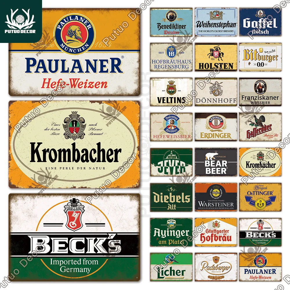 Декор Putuo, немецкое пиво, винтажный жестяной знак, металлическая табличка, Настенный декор, бар, паб, мужская пещера, гостиная, украшение для дома