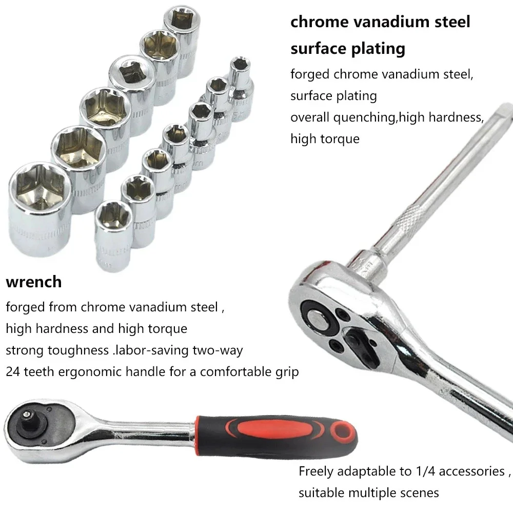 46 шт. универсальный ручной инструмент для ремонта автомобилей набор торцевых
