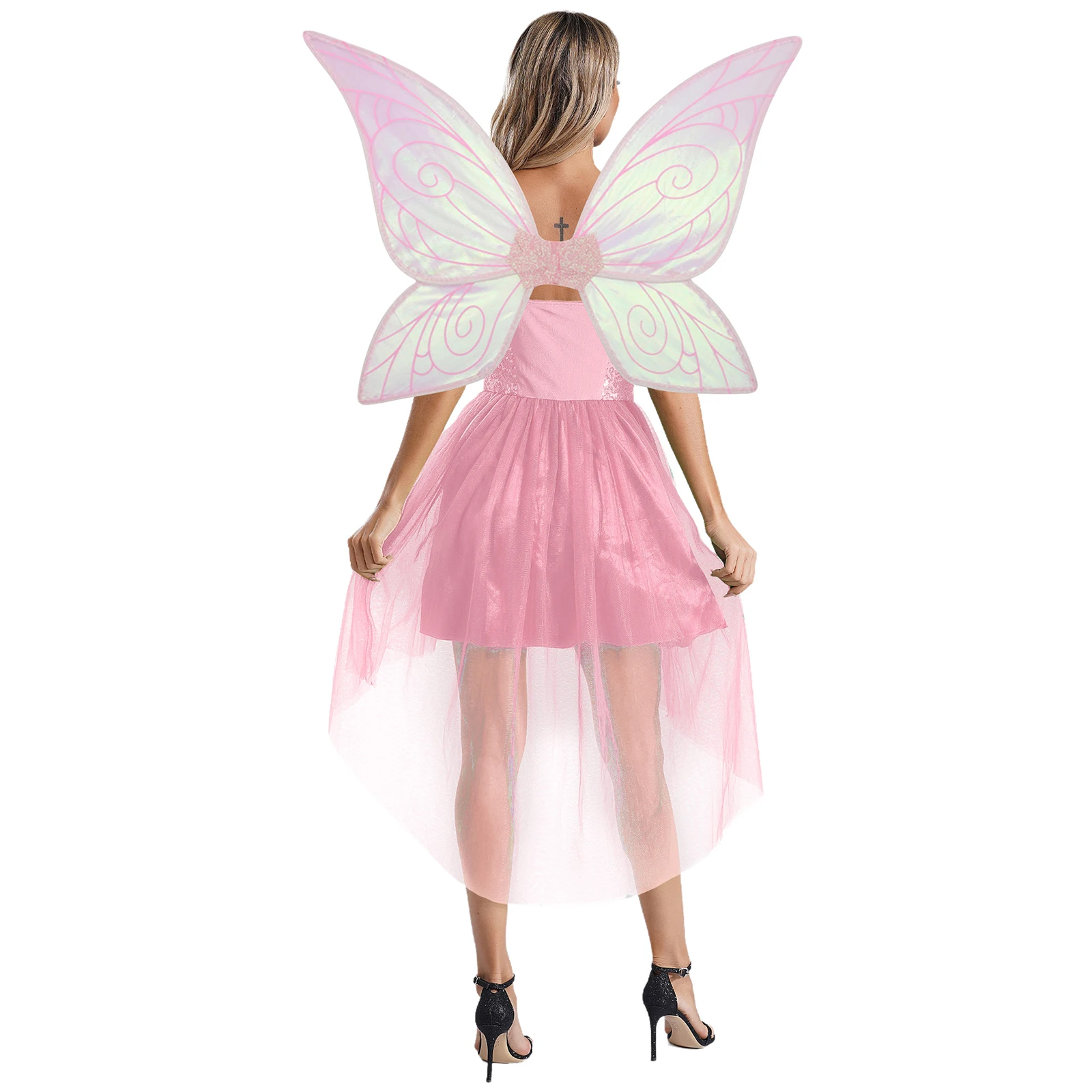 Женский костюм феи-эльфа для косплея без рукавов с блестками платье из тюля