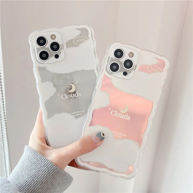 

Retro starry sky moon Transparent Dream Laser Phone Case For iPhone 13 12 11 Pro Max Xr Xs Max 7 8 Plus case Cute Cartoon cover