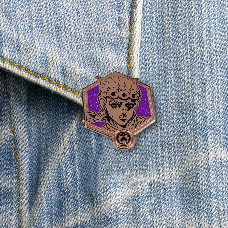 Golden Josuke Jolyne Cujoh Giorno Giovanna Pin Anime Brooch Enamel Pin Cartoon Anime Metal Badge Jewelry Accessories images - 6