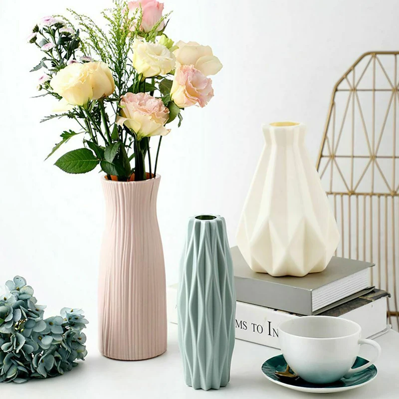 

Ins Style Imitation Ceramic Vase PE Material Environmentally Friendly Durable Restaurant Home Creative Decoration Vase