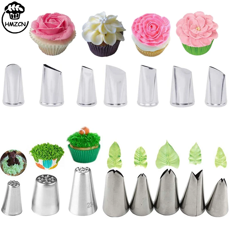 

Grass Rose Petal Leaves Nozzles Piping Cake Decorating Tool Kitchen Accessories ReusableDIY Cake Kit Icing Piping Tips 15PCS
