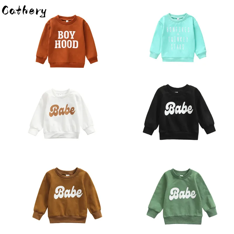 

Newborn Toddler Baby Boys Girls Pullover Long Sleeve Babe Letters Print Sweatshirt Sweater Tops Fall Winter Clothes