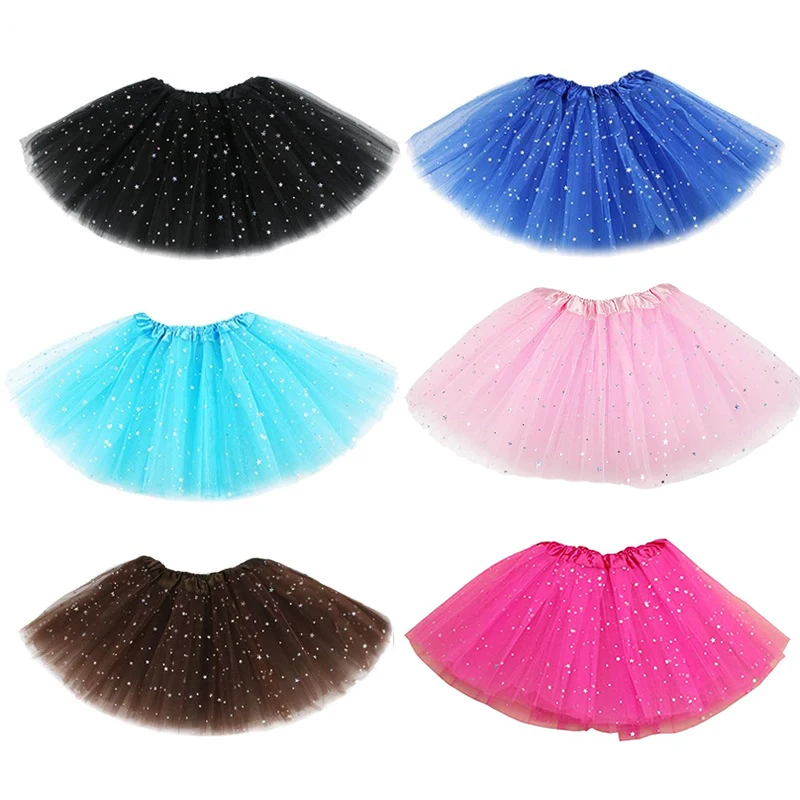

Cute Kids Mesh Mini Skirt Girls Princess Stars Glitter Dance Tutu Sequins Party Gifts Girls Skirts Stretch Clothes