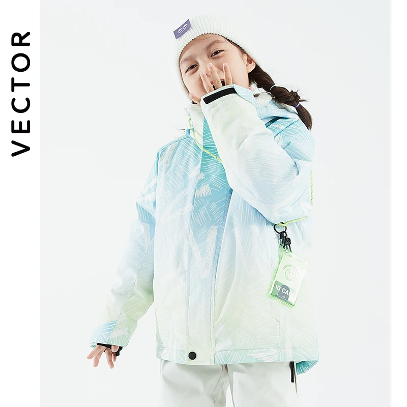 Children's Snowwear Outdoor Waterproof and Windproof Warm Clothing Winter Snowboard Jacket Boys and Girls VECTOR