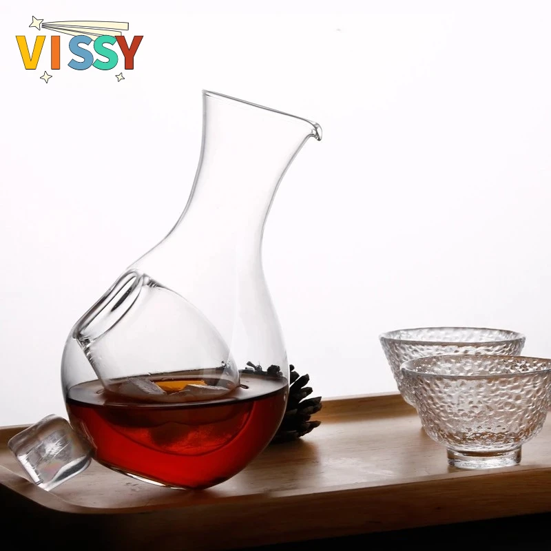 

Creative Japanese Style Glass Wine Bottle Thumb Hole Sake Glass Ice Jug Hamster Nest Cooling Room Wine Pourers Decanter Set