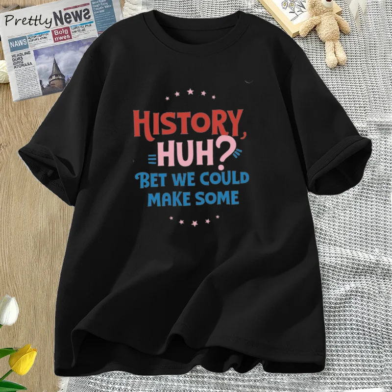 

History Huh Red White and Royal Blue T-shirts Cotton Short Sleeve Tees Unisex O Neck Book Lovers LGBTQ Tshirt Oversized Tops