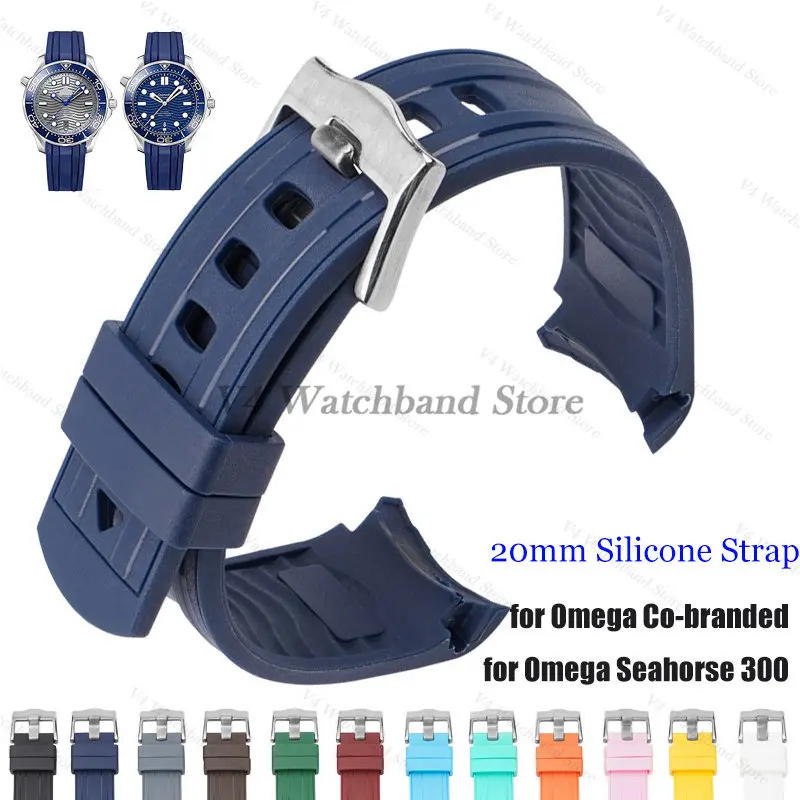 

Curved End Watch Band for Co-branded Moon Watch Strap for Omega Seahorse 300 TPU Band Waterproof Sports Bracelet 20mm Wristbelt