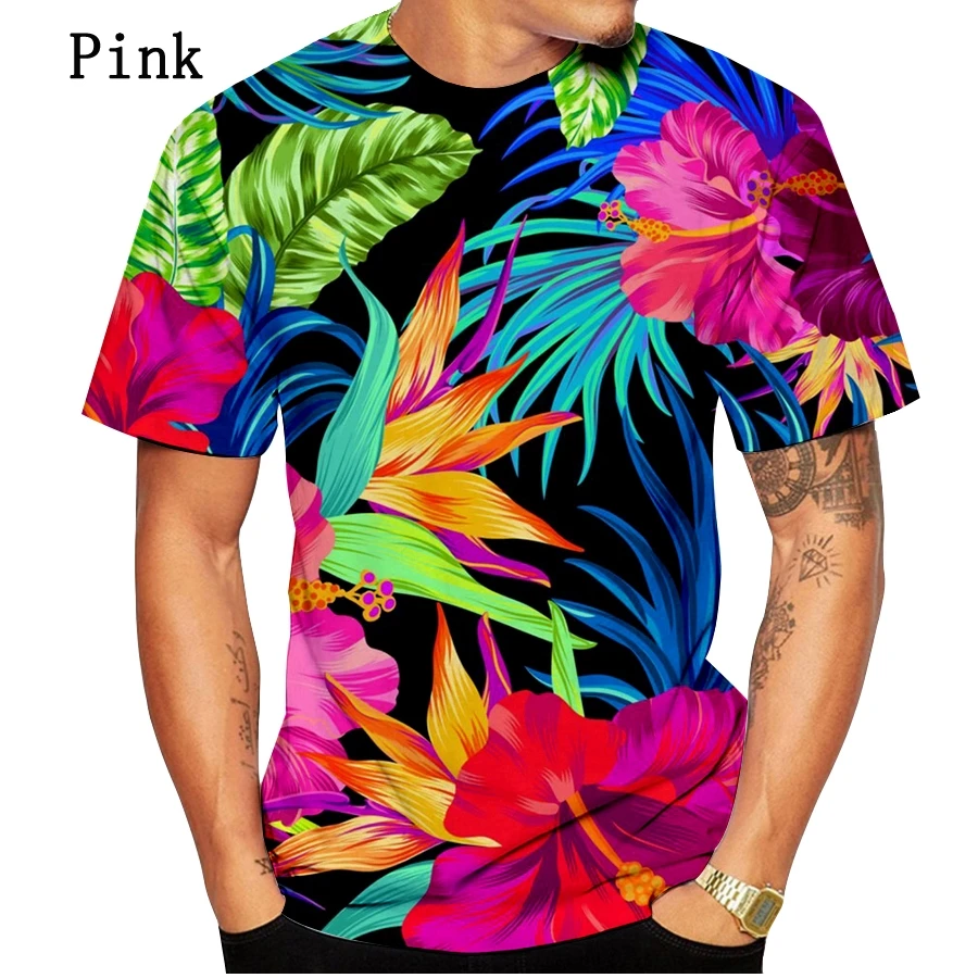 

Men's Hawaiian Shirt Short-Sleeved 3d printed Palm Motif unisex top tee shirt