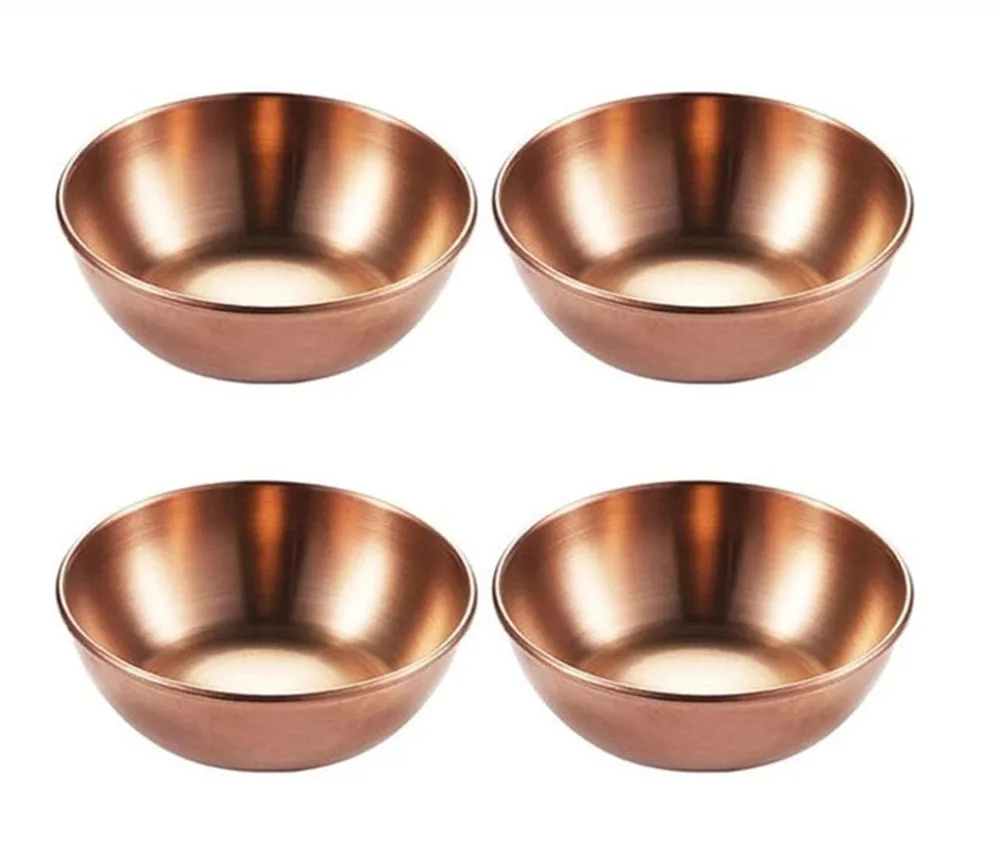 4 Pack Stainless Steel Sauce Plate Golden Appetizer Tray Seasoning Kitchen Supplies Pa |