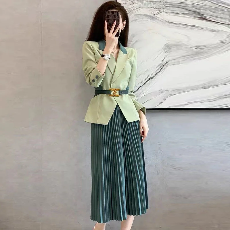 

Summer Dresses For Women Casual OL 2022 Vintage Blazer Dress Elegant Clothes Long Sleeve Midi Dress Aesthetic Harajuku Robe Goth