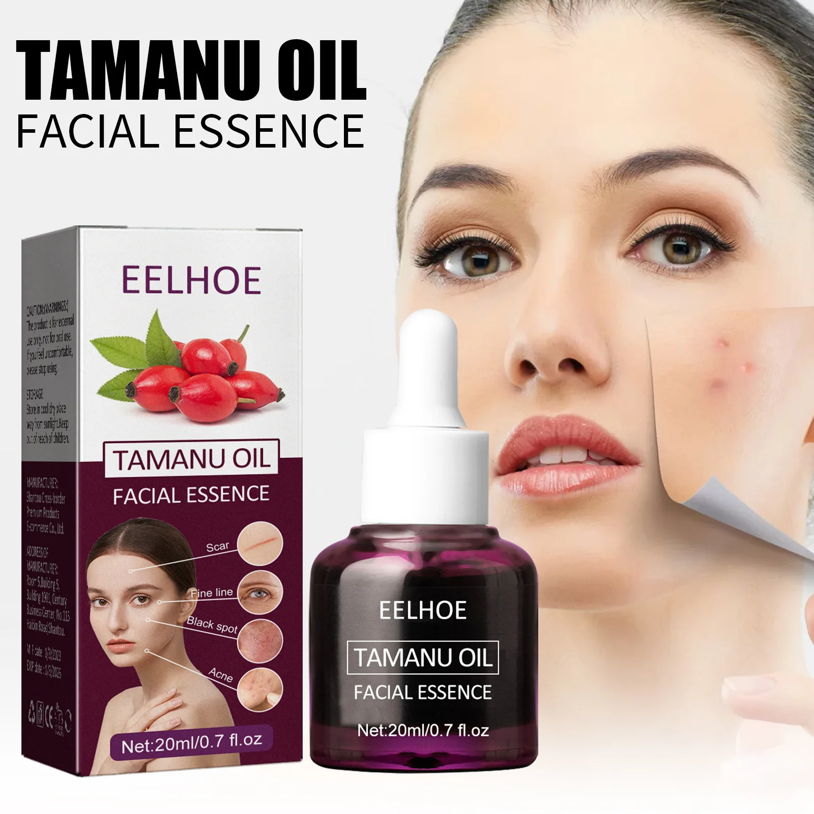 

Tamanu Oil Begonia Facial Oil to Lighten Acne Marks Close Mouth and Fine Lines Moisturize and Tighten Skin Essential Oil