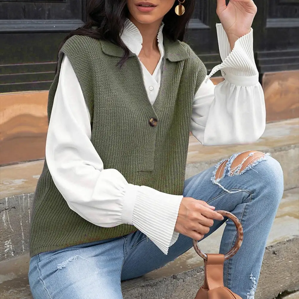 

Half Cardigan Dark Gray V Neck Half Cardigan Knitted Vest for Travel