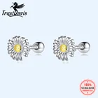 Серьги Trustdavis из настоящего серебра 925 пробы, серьги-гвоздики с цветочными бусинами и винтами для женщин и детей, ювелирные изделия из серебра 925 пробы DS1020