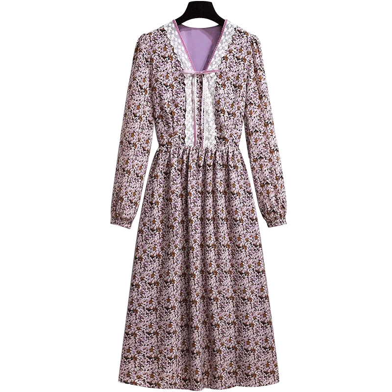 

Женское платье, летняя Свободная Женская одежда с принтом на талии, шифоновое расклешенное платье с длинными рукавами Movafag