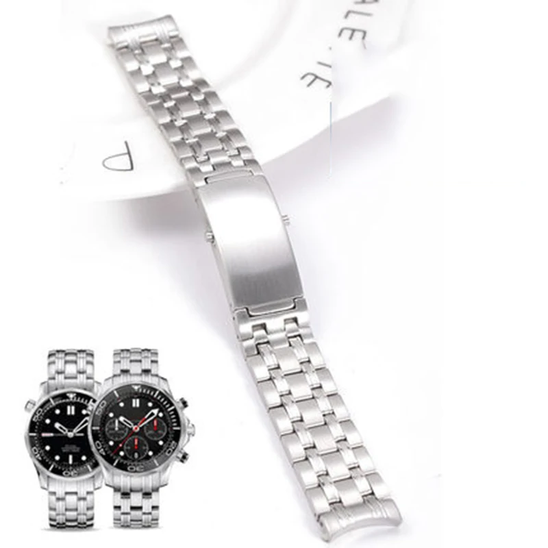 Стальной ремешок для часов металлический изогнутый браслет Omega PLANET OCEAN 007 SEAMASTER 300