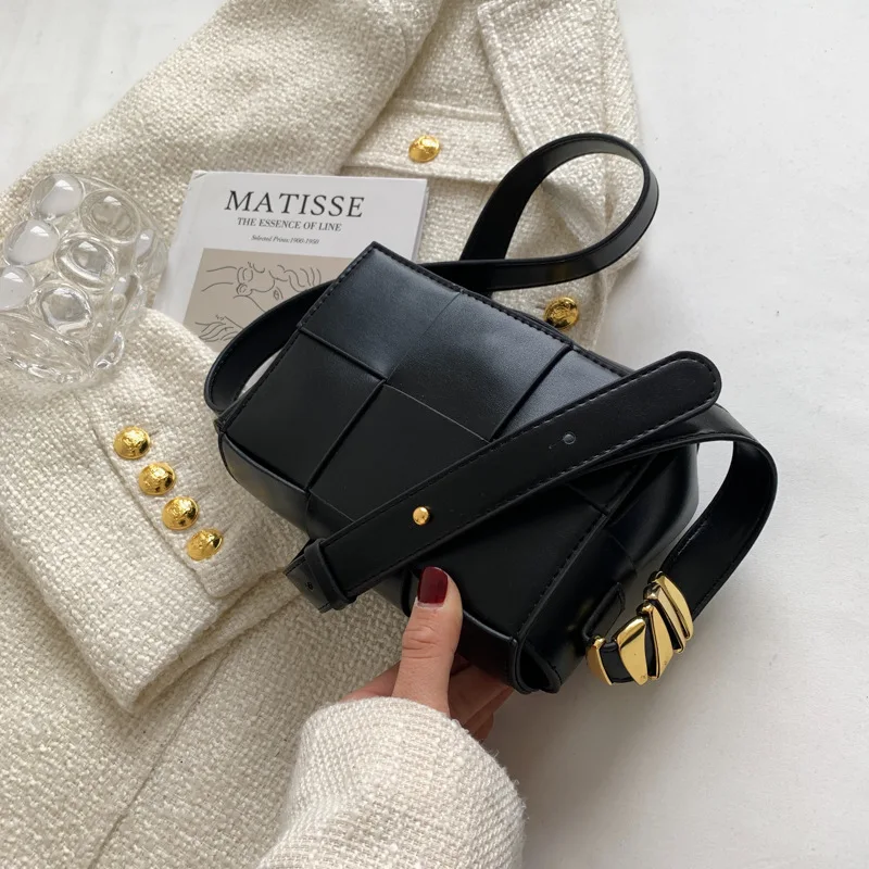 

Textured Casual One-shoulder Women's Bag 2021 Winter New Trendy Woven Mini Shoulder Bag Fashion Messenger Small Square Bag