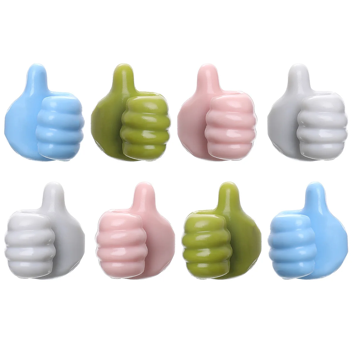 

8Pcs Thumb Shape Wall Hooks Self-adhesive Wall Hangers Multifunctional Key Hook Earphone Cable Clips Holder Desktop Organizer