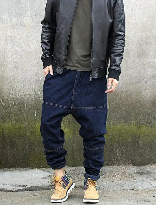 Four Seasons Male Hip-Hop Jeans Loose Denim Harem Pants Men's Tapered Feet Jeans Harem Jeans