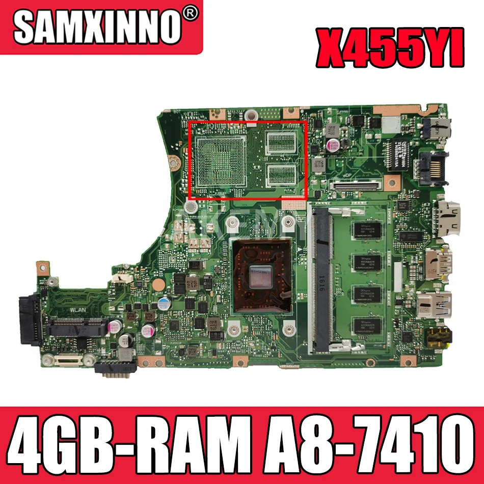 

Материнская плата AKMEY X455YI для ноутбука Asus X455YA оригинальная материнская плата 4GB-RAM A8-7410 ЦП