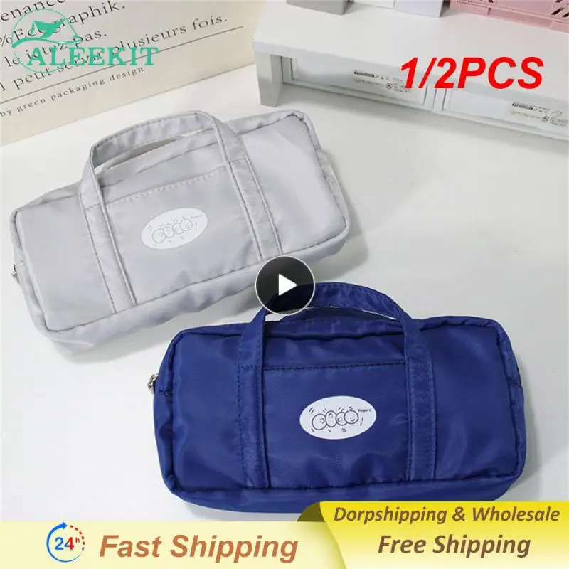 

1/2PCS Happy Bubble Pen Bag Pencil Case Simple Design Blue Color Handbag Storage Pouch for Stationery School Pocket A7261