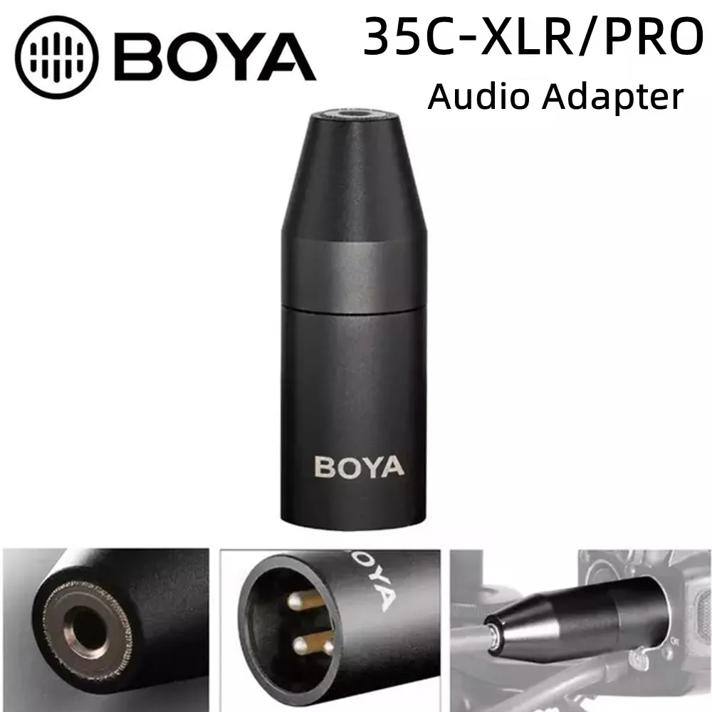 BOYA 35C-XLR/PRO Audio Adapter 3.5mm TRS Mini-Jack Female to 3-pin XLR Male Connector for Sony Camcorders Recorders & Mixers
