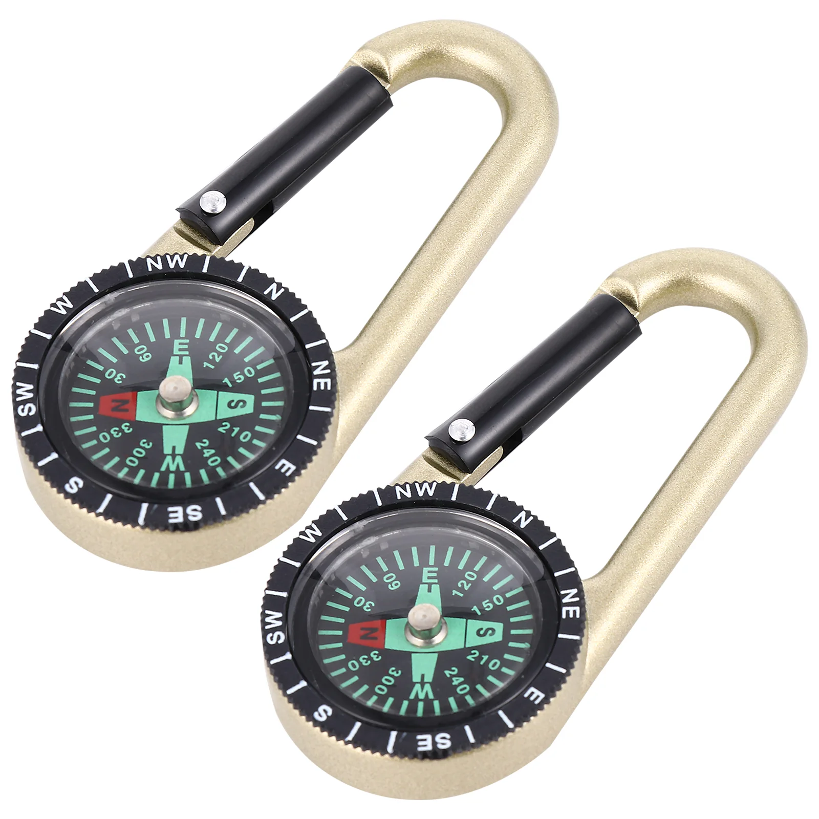 

2pcs Zinc Alloy Carabiner Useful Delicate Durable Safety Tool Multifunctional Compass for Climbing Hiking