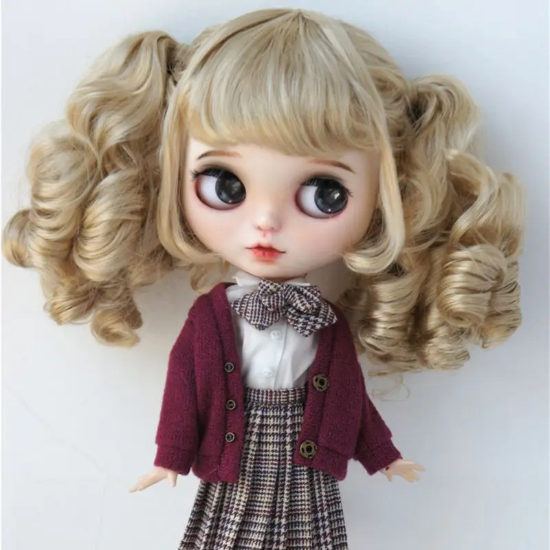 

Pigtail Curly Wig for Blythe Dolls Imitation Mohair Wig DIY 1/6 1/4 1/3 BJD Doll Hair Handmade Accessories