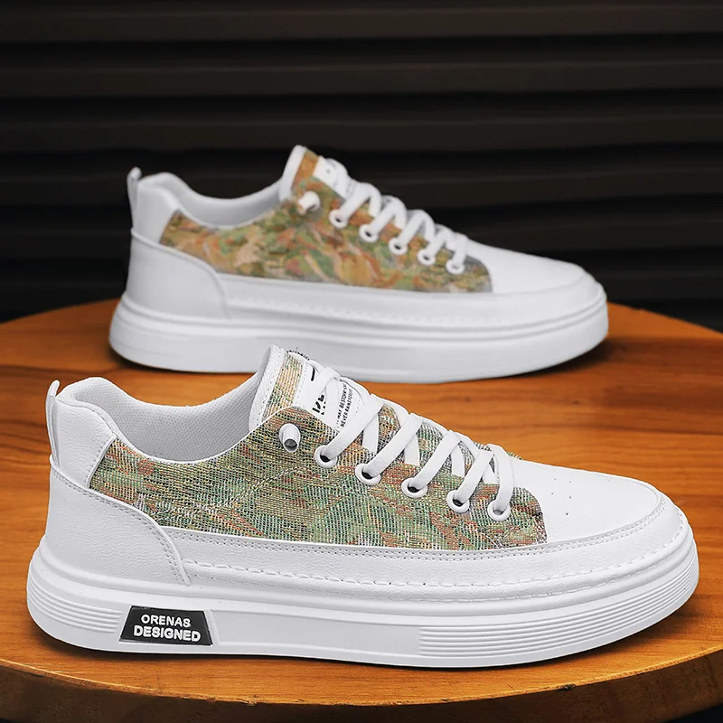 

Туфли мужские кожаные на платформе, повседневные лоферы, без застежки, уличная спортивная обувь для тенниса, бега, роскошные кроссовки, Fla, лето