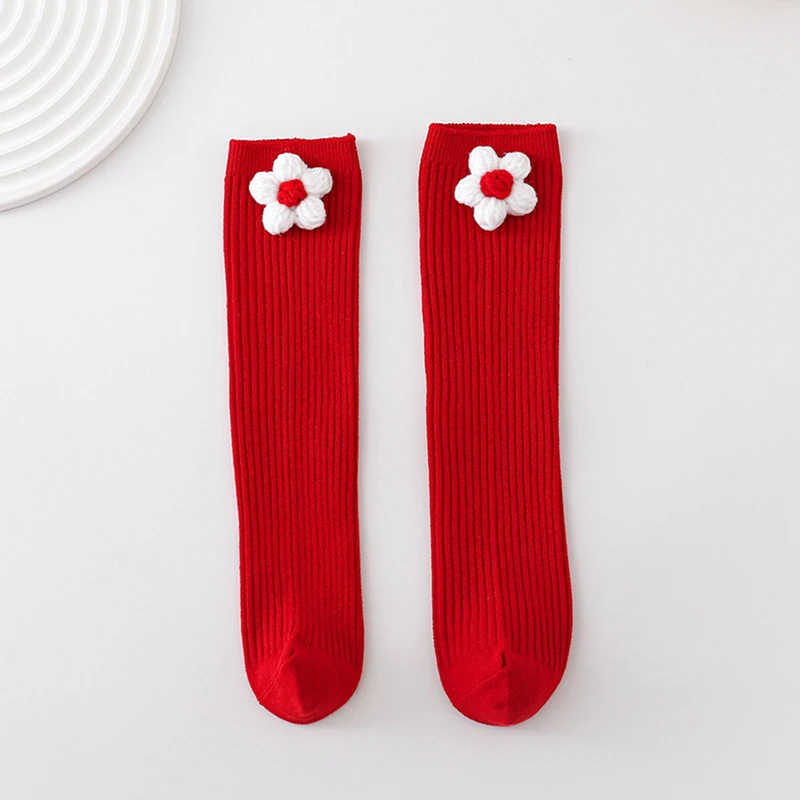 Детские рождественские носки для девочек Blotona милые вязаные с цветами дышащие