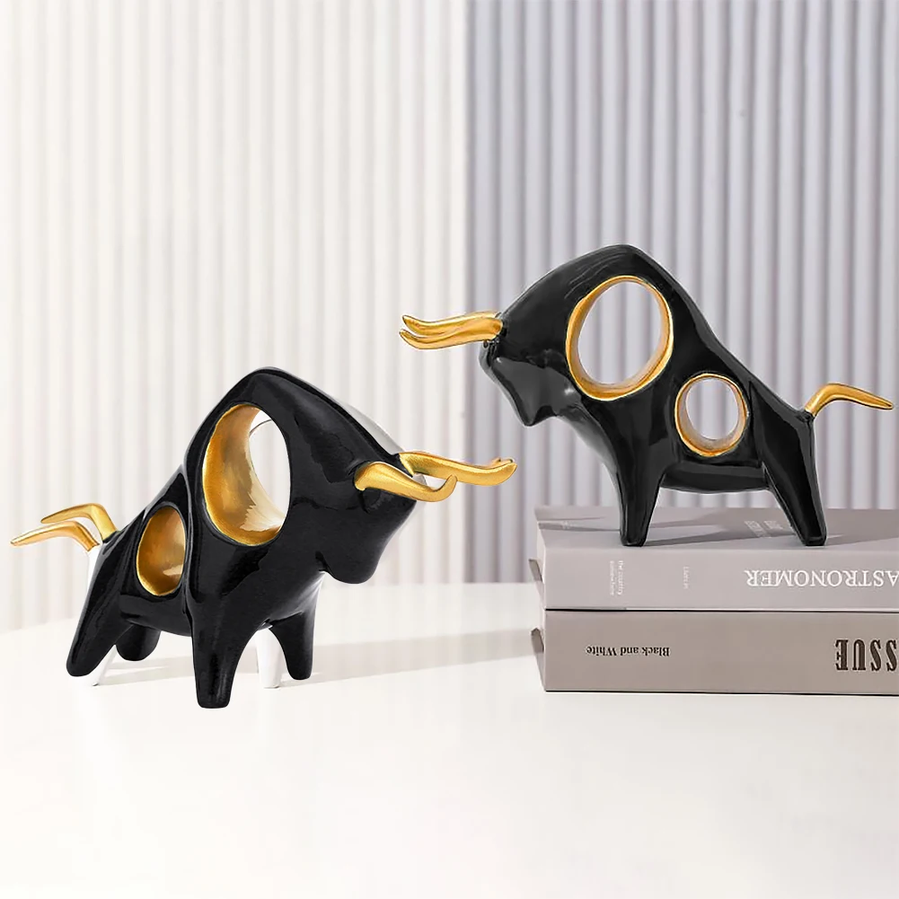 

Полимерная креативная статуя быка в виде животного, статуэтки в современном стиле, домашние настольные офисные украшения, художественное р...