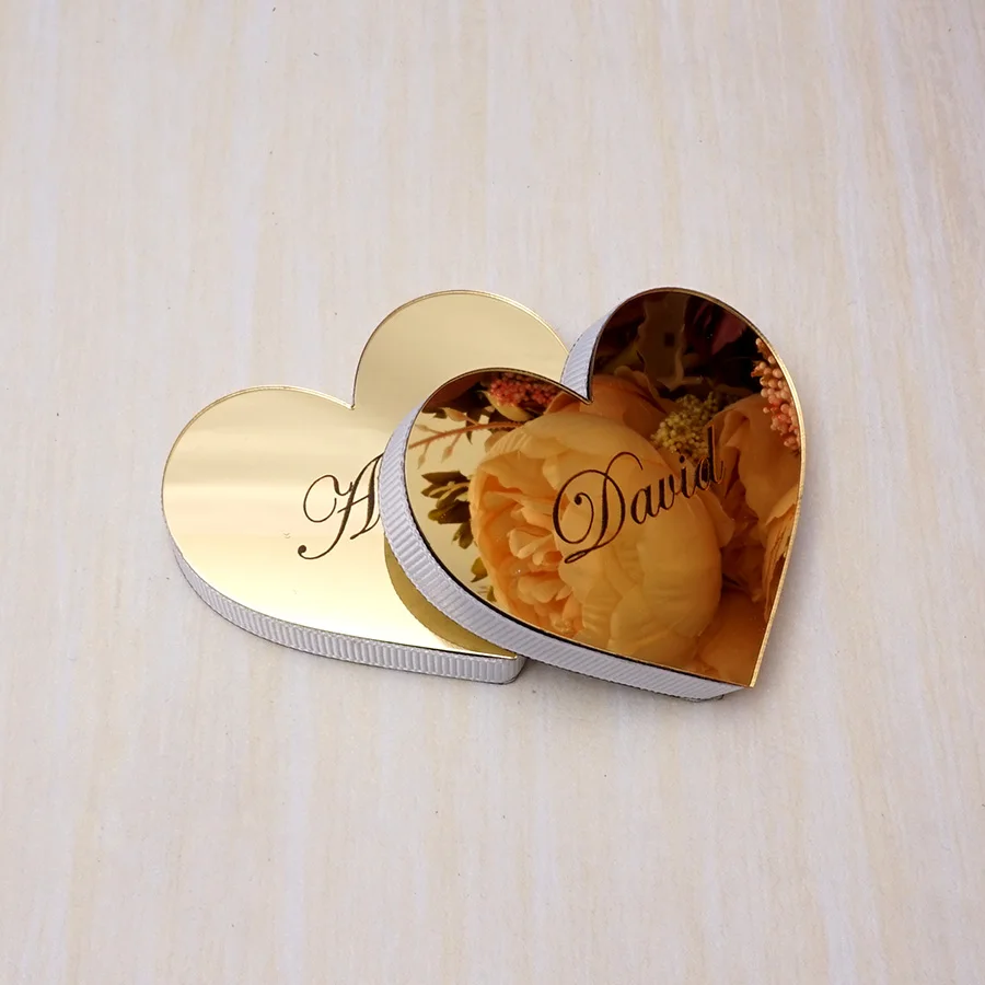 

Custom Wedding Party Table Decor Heart Shape with 1cm Thickness EVA-Foam White Ribbon Personalized Anniversary Party Gifts